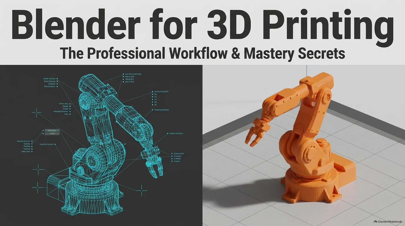 Concept illustration of a digital robot-arm mesh becoming an orange 3D print.
