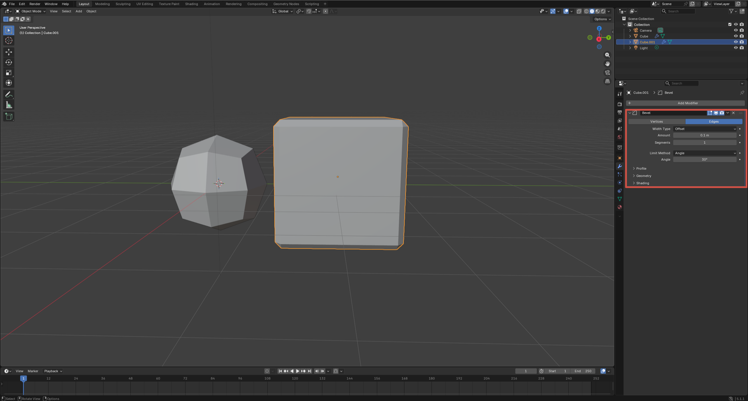 Blender Bevel modifier for hard edges