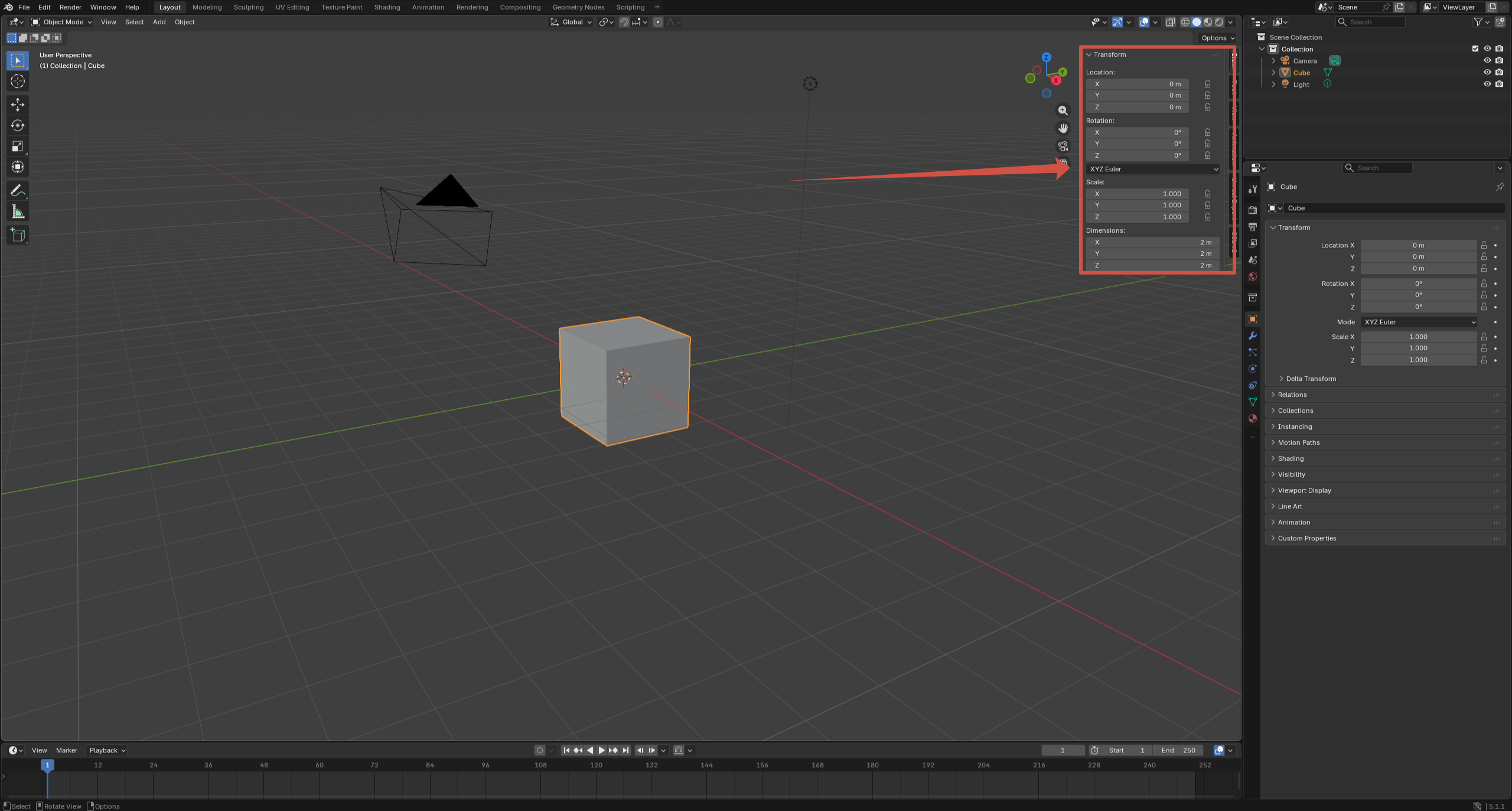 Blender N panel sidebar for transform and tool settings