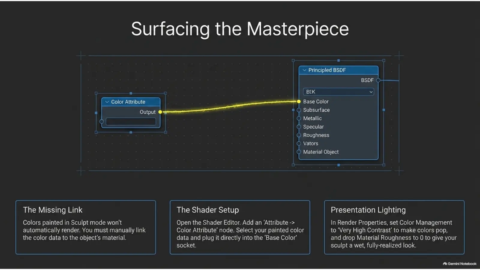 Blender shader setup for rendering sculpt mode color attribute