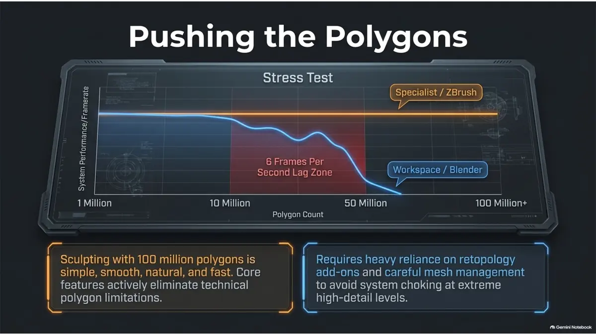 Blender vs ZBrush polygon stress test comparison