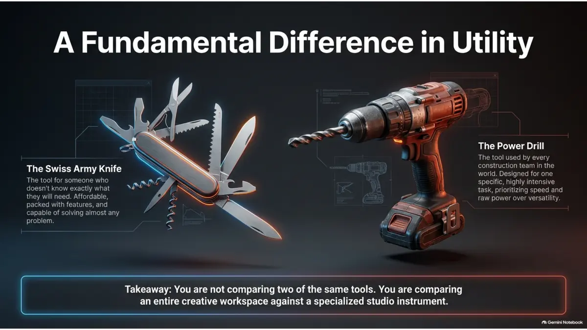 Blender and ZBrush compared as Swiss army knife and power drill