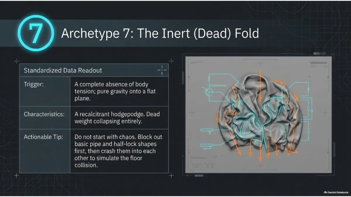 Inert dead fold reference for cloth resting on a surface