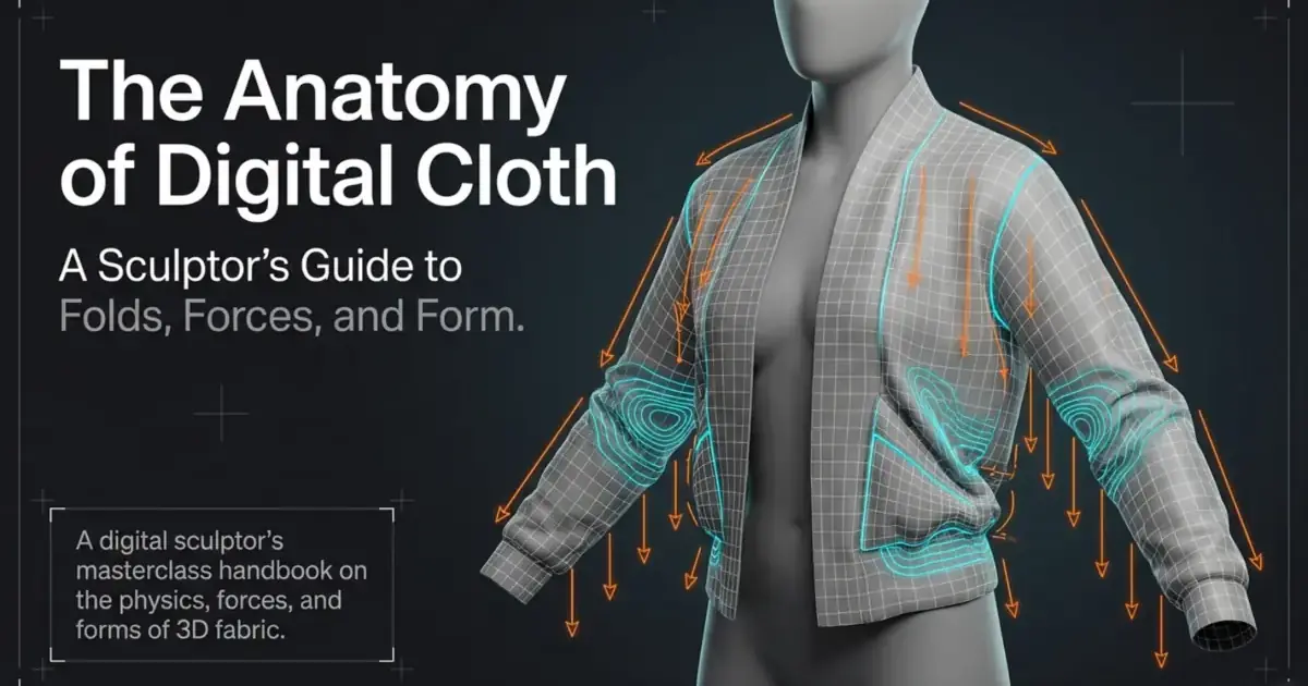 Digital clothing fold anatomy and force directions for Blender and ZBrush sculpting