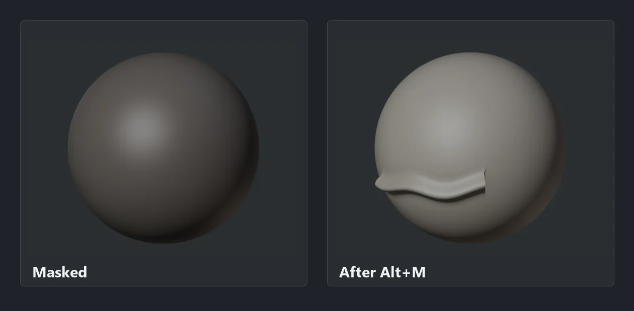 Fully masked object blocking brush strokes in Blender sculpt mode