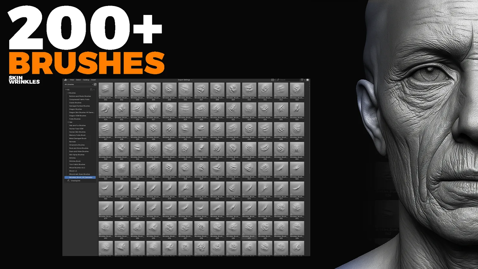 Skin wrinkles sculpting brushes preview image