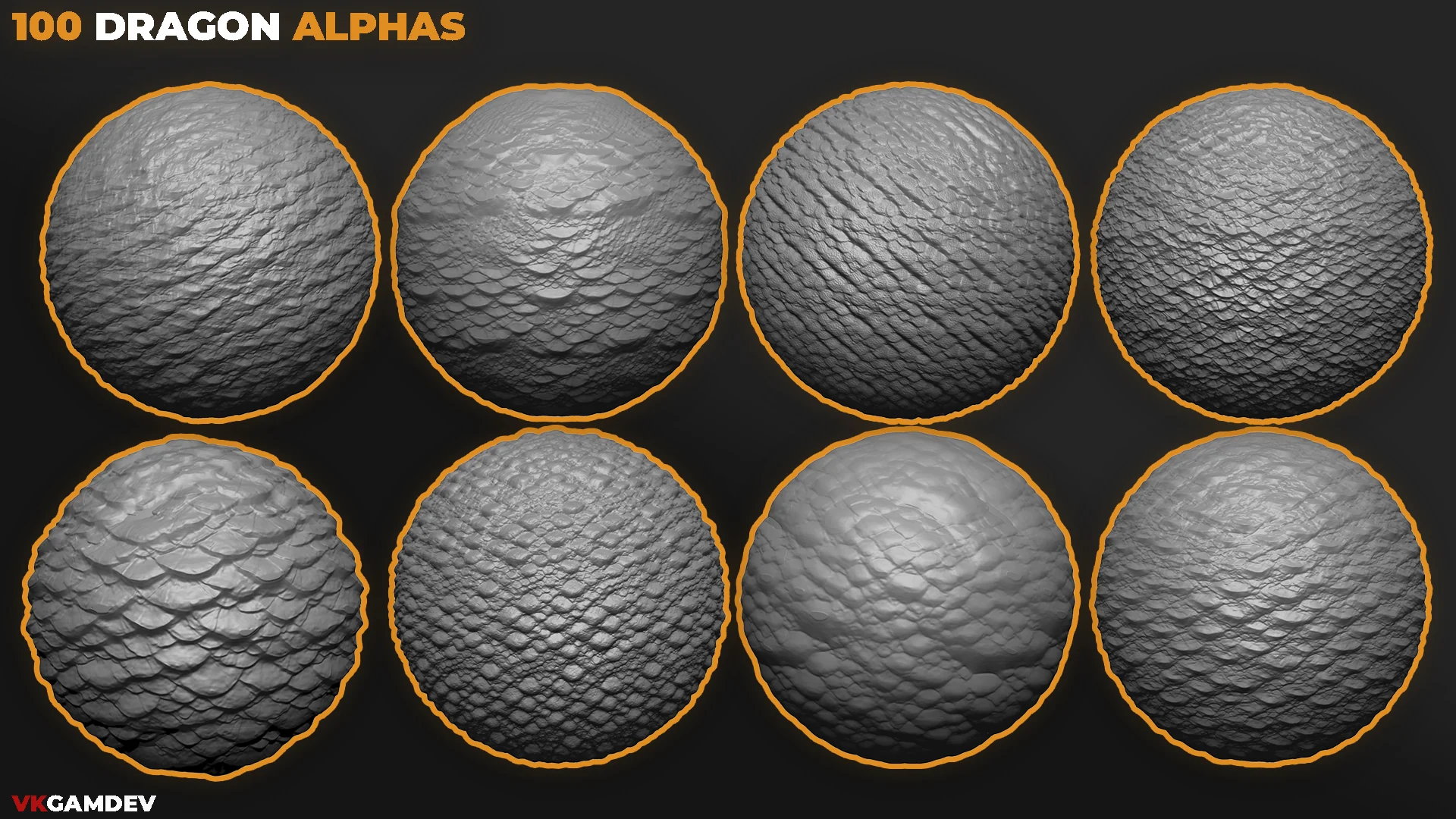 100+ Dragon Skin Seamless Alphas Displacement Maps for ZBrush & Blender preview 1