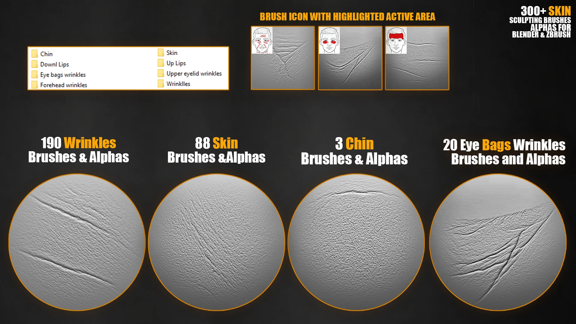 300+ Face Skin Sculpting Brushes for Blender & ZBrush preview 2