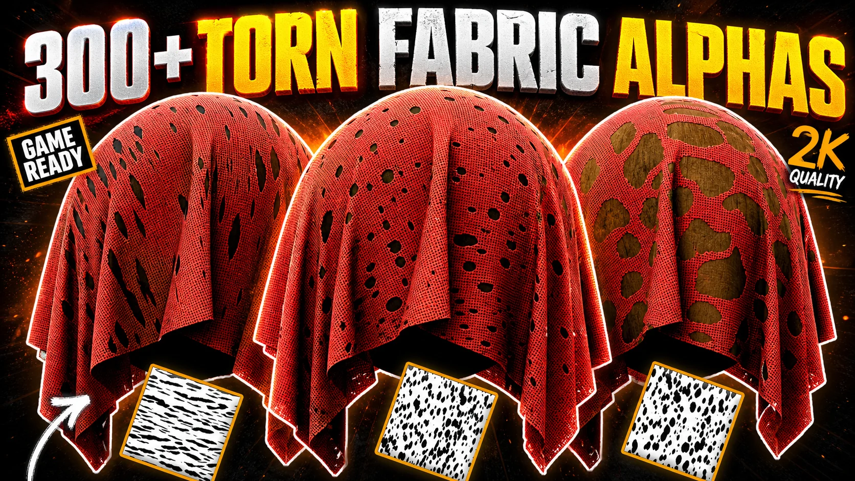 300+ Torn Fabric Alphas for Blender & Substance main preview
