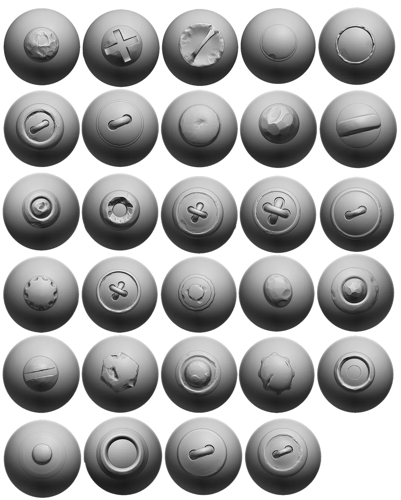 Buttons and rivets brushes