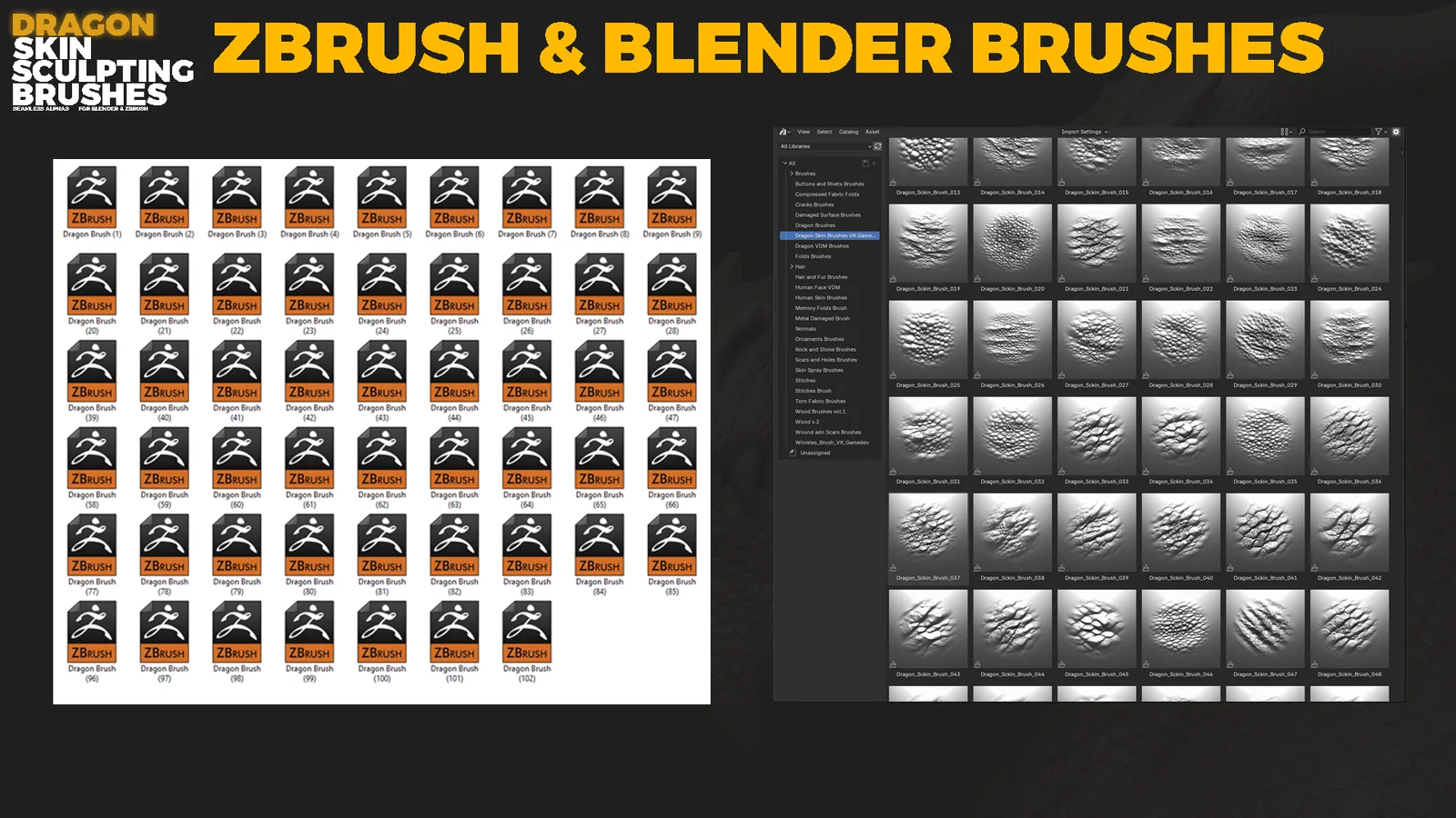 Dragon skin brushes file formats preview