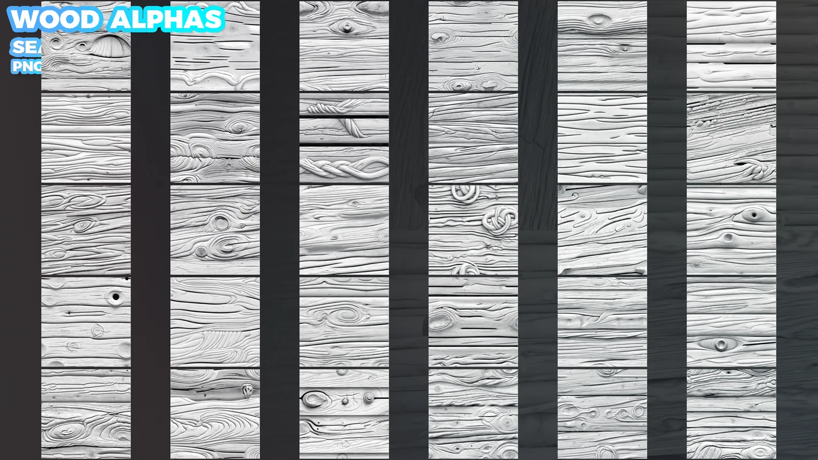 300 Wood Seamless Alphas (Displacement Map) for ZBrush, Blender vol.13 preview 4