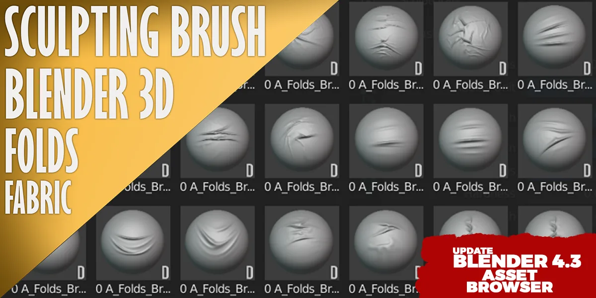 Blender fabric brush library with fold icons.