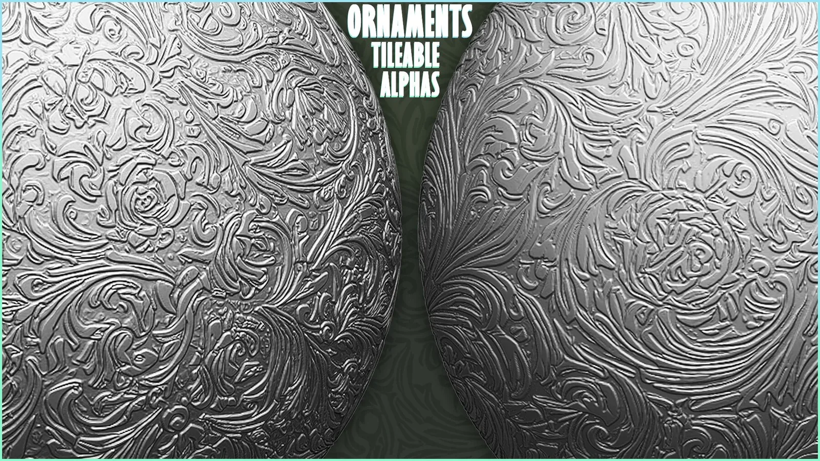 Ornaments Tileable Alphas (Displacement Maps) for ZBrush, Blender, Substance Painter vol.4
