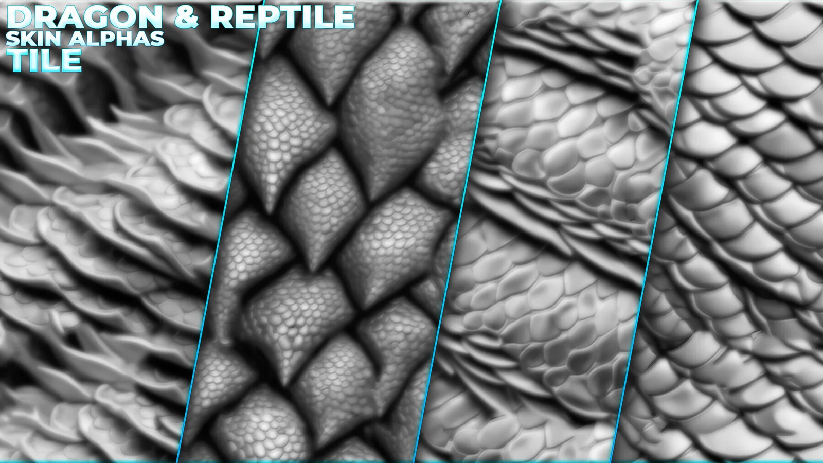 3300+ Dragon, Reptile Skin Alphas Bundle for ZBrush, Blender preview 1