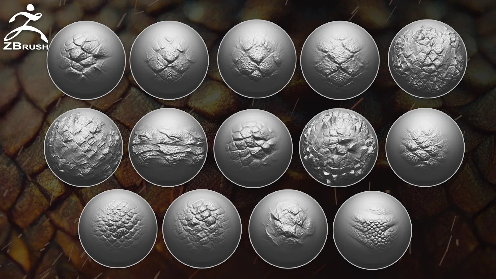 50+ Dragon Skin Alphas for ZBrush (Bonus: 3 Free Alphas) preview 1