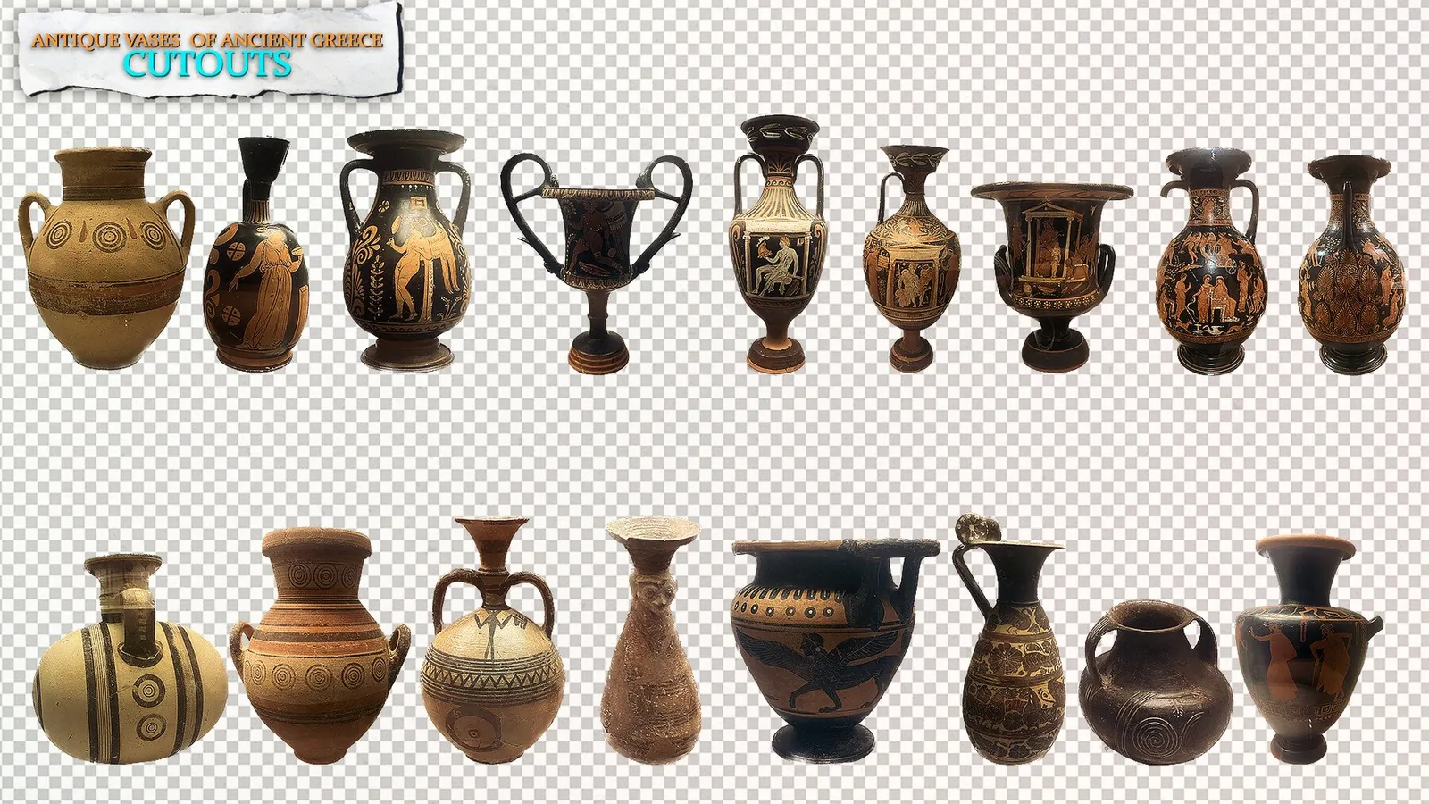 Antique Vases of Ancient Greece - 40 PNG Pack preview 1