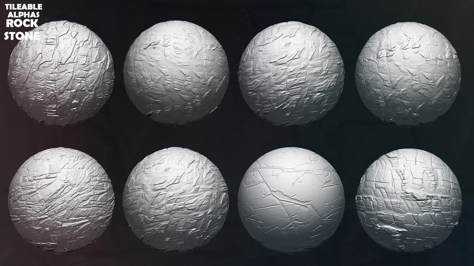 50+ Rock and Stone Tileable Alphas (ZBrush, Blender, Substance) preview 2