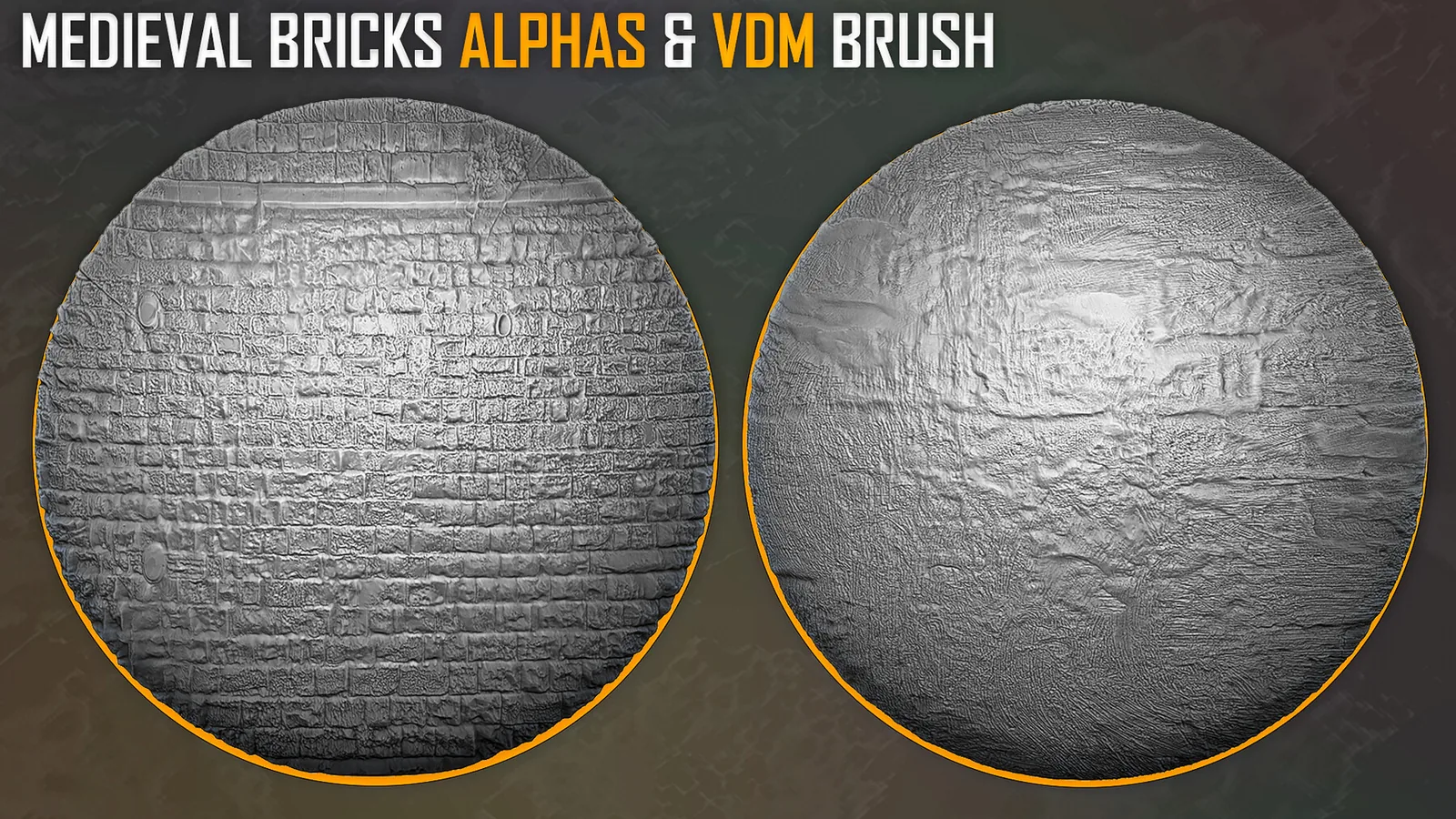 Medieval Bricks Alphas and VDM Brush for ZBrush preview 2