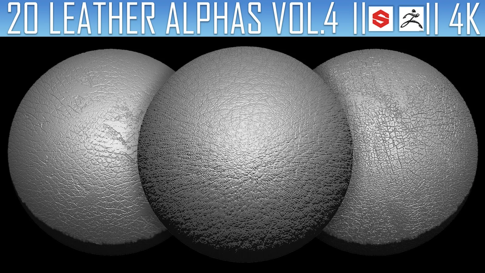 20 Leather Alphas Vol.4 (ZBrush, Substance, 4K) preview 3
