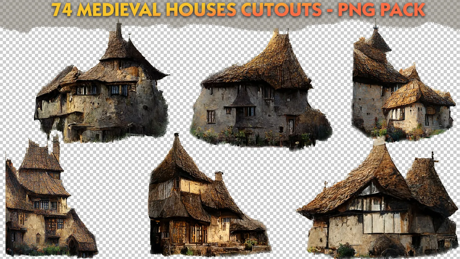 Medieval Houses Cutouts (European, Chinese, Arabic) - 74+ PNG Photo Pack preview 2