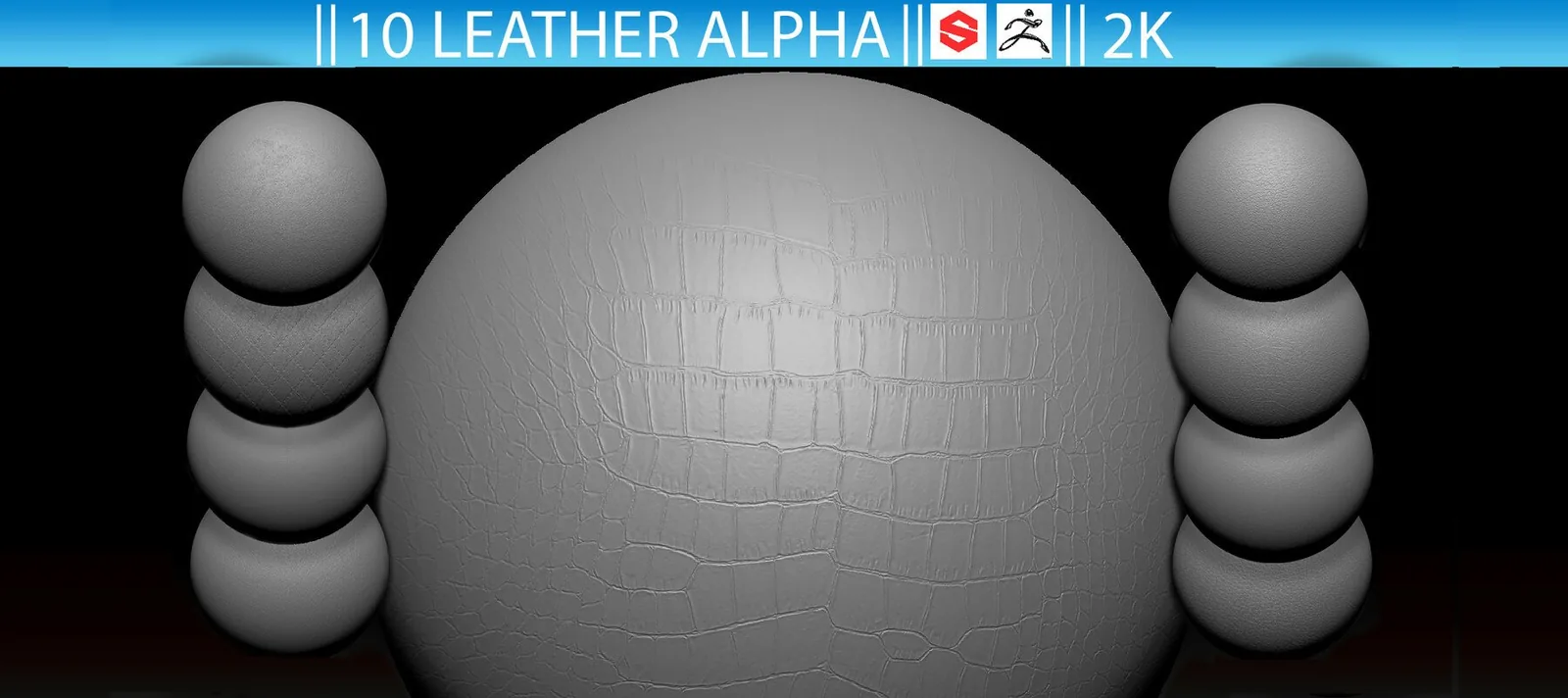 10 Leather Alpha Fabric (ZBrush, Substance, 2K, PSD)