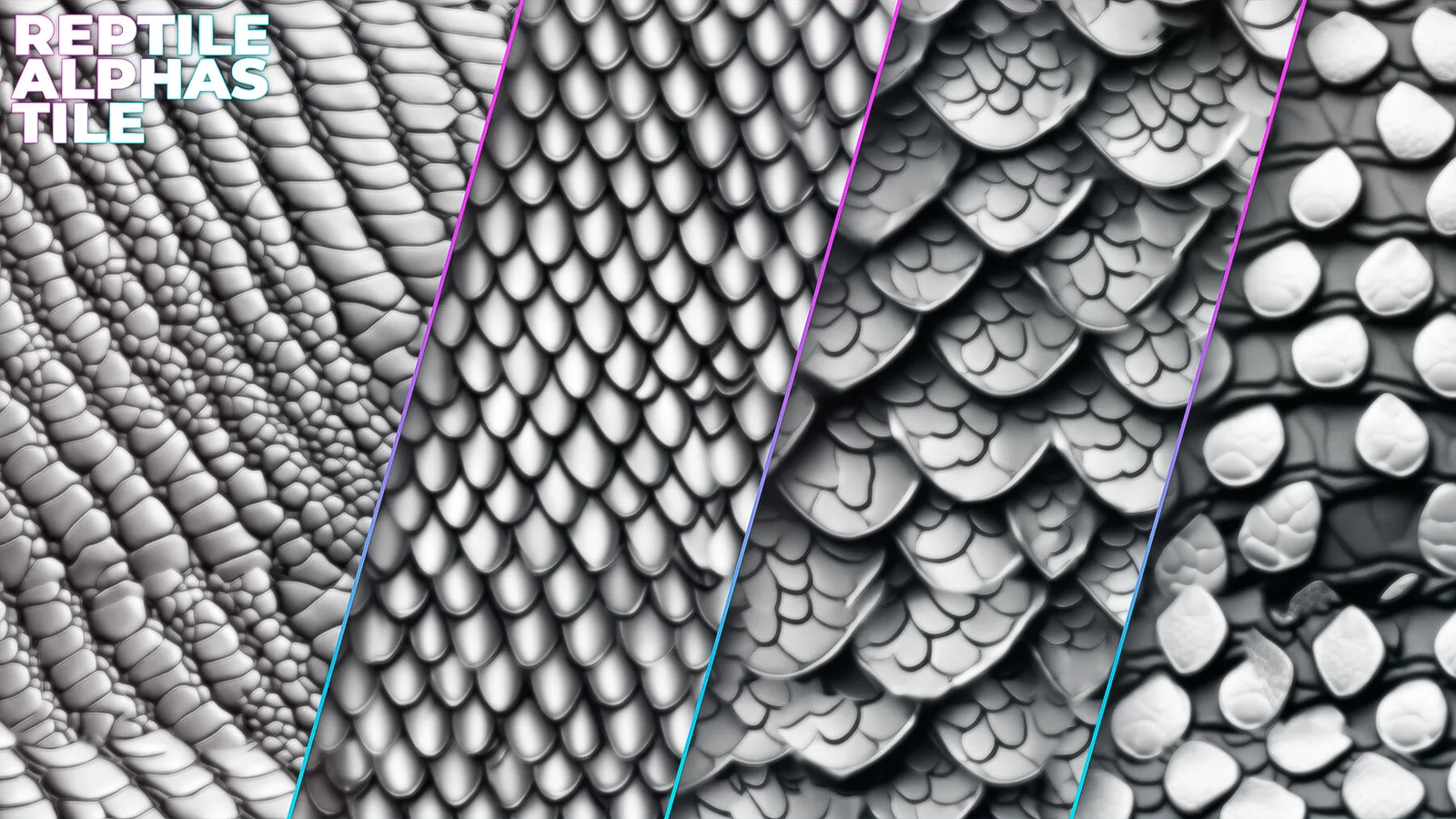 250+ Tileable Reptile, Dragon, Snake Skin Alphas for ZBrush (Displacement map) vol.5 preview 1