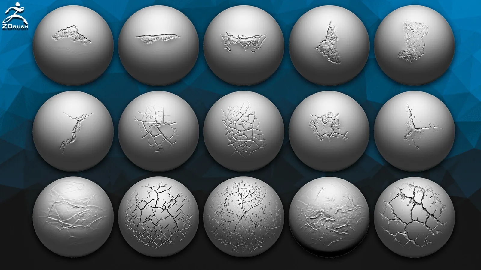 40 Crack and Damage Alphas for Zbrush preview 1