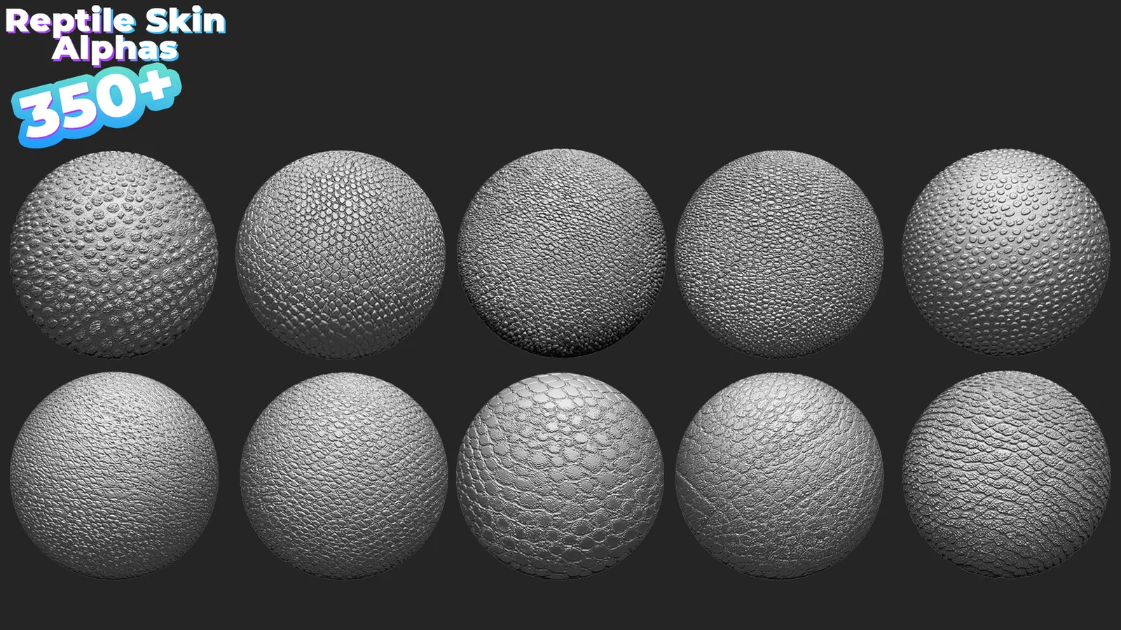 350+ Reptile, Dragon, Snake Skin Alphas for ZBrush (Displacement map) preview 2