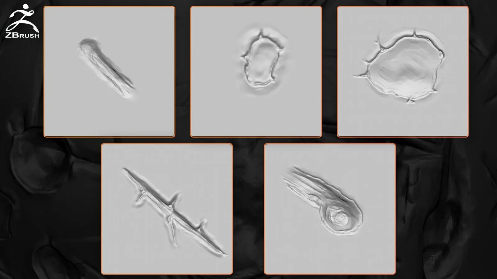 25 Metal Surface Damages VDM Brush for ZBrush (+10 Alphas) preview 2