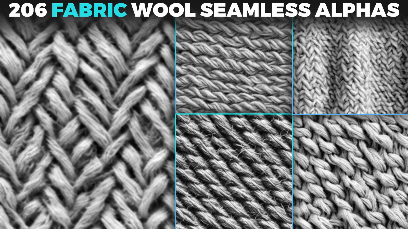 Fabric Wool Seamless Alphas (Displacement Map) for ZBrush, Blender preview