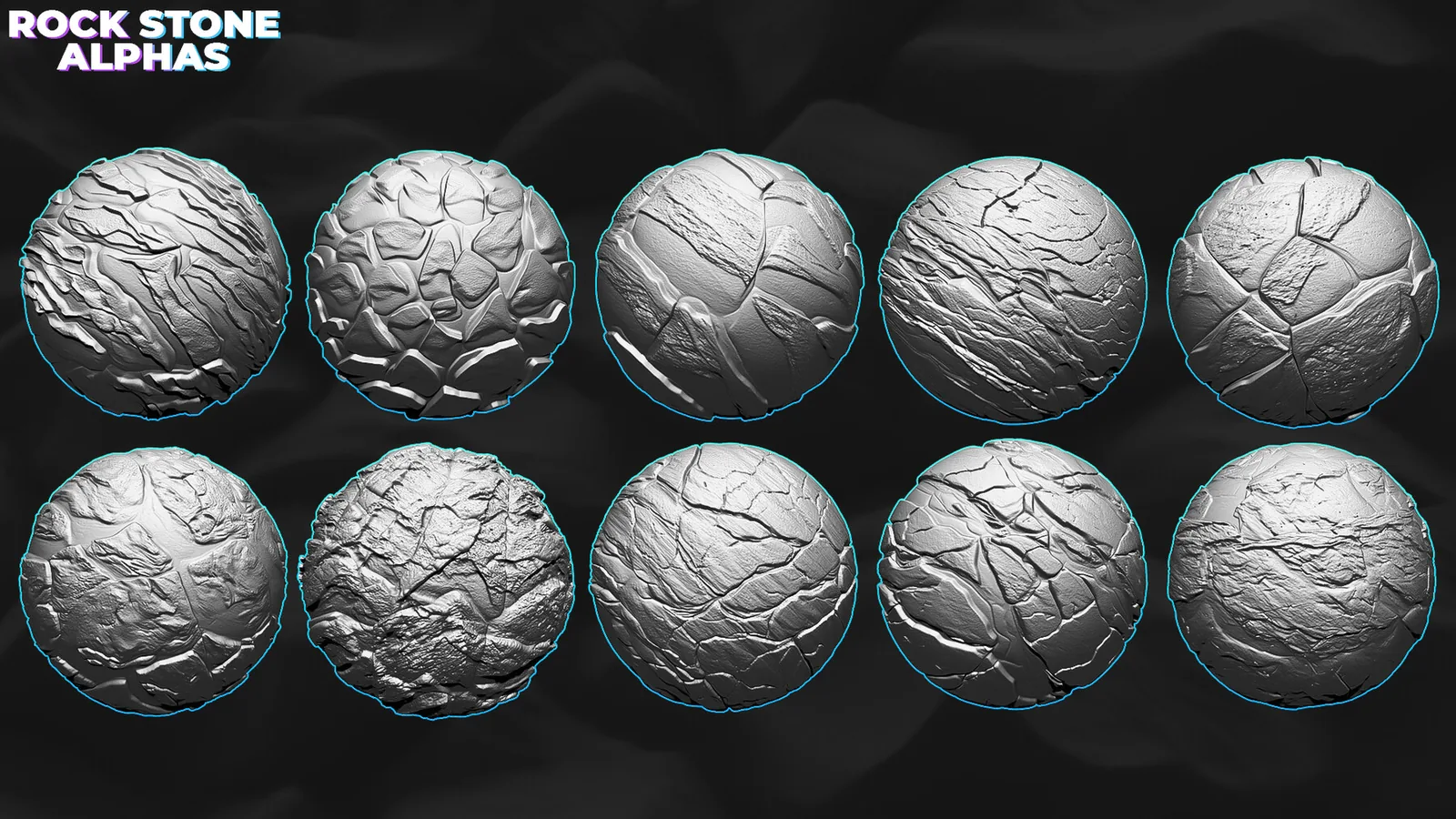 450+ Rock, Stone Alphas (Displacement Maps) for ZBrush, Blender, Substance Painter preview 1