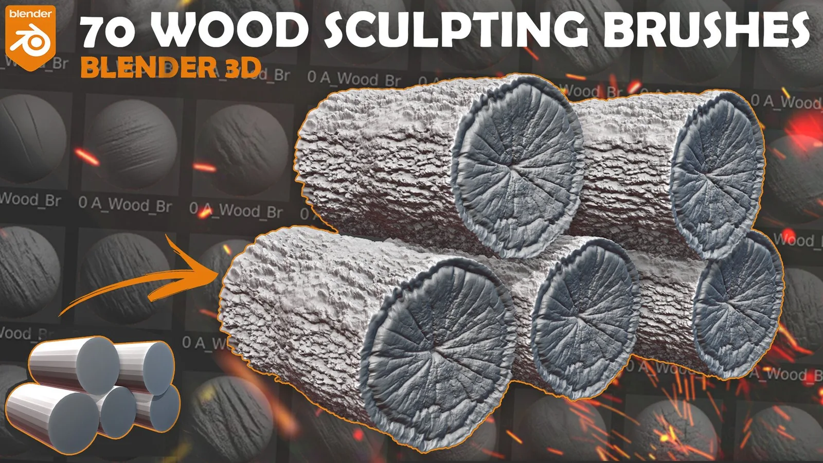 Blender Wood Sculpting Brushes preview