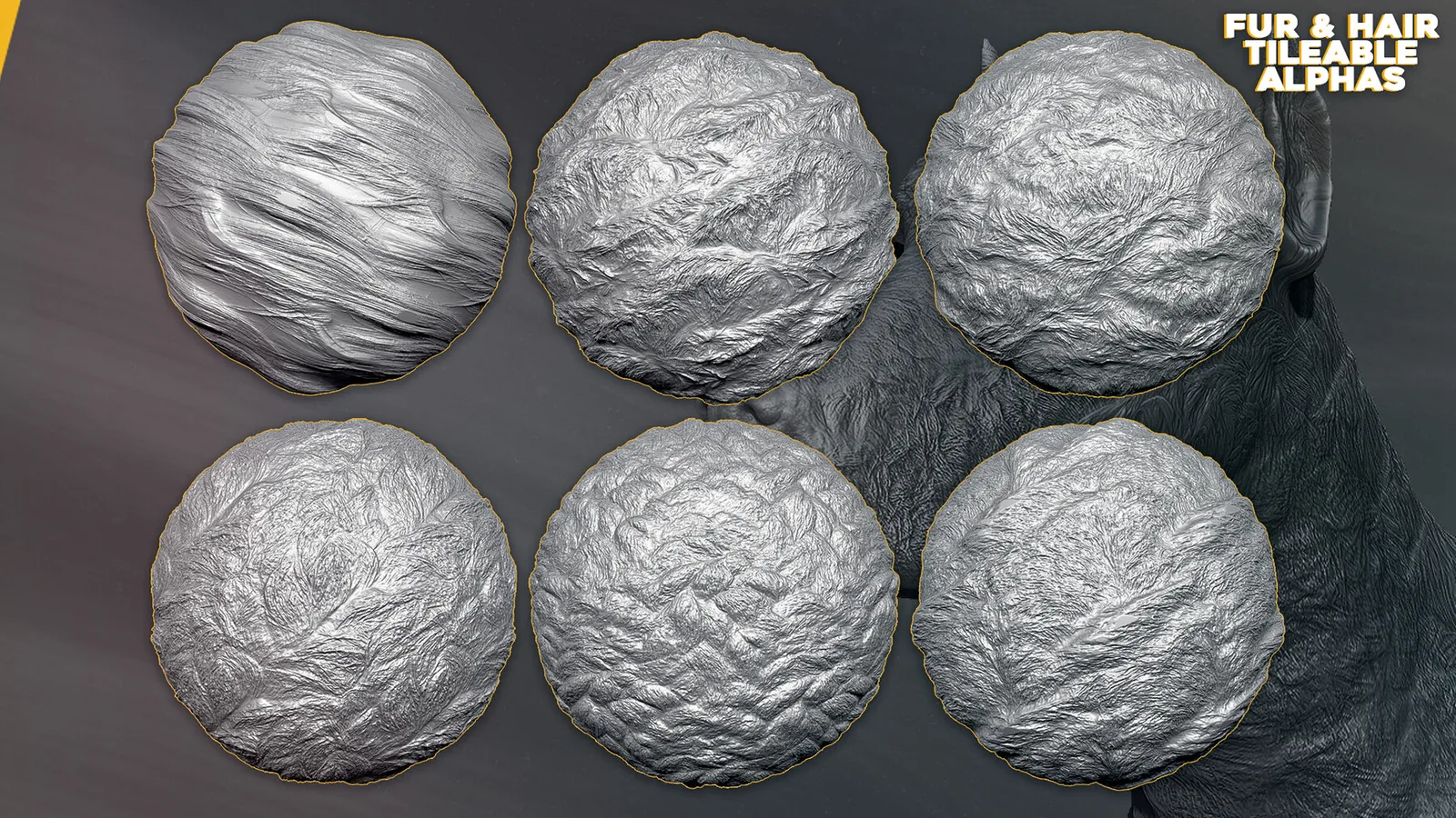 31 Fur and Hair Alphas (Tileable, Displacement Map) vol.4 for ZBrush, Substance preview 1