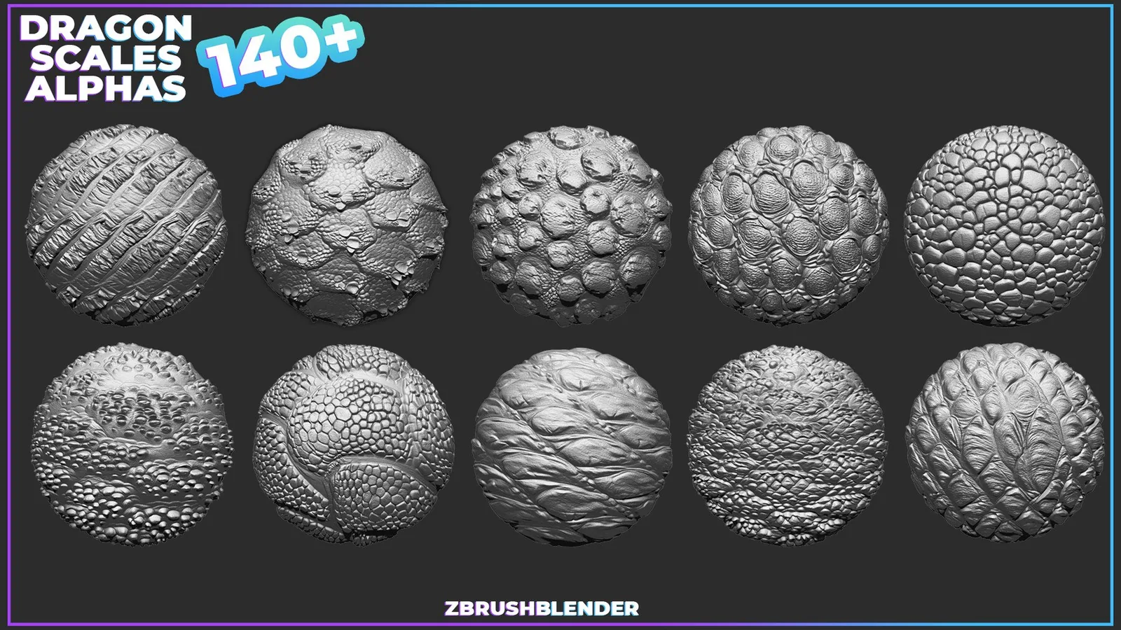 140+ Dragon Scales Alphas for ZBrush (Displacement map) vol.4 preview 1