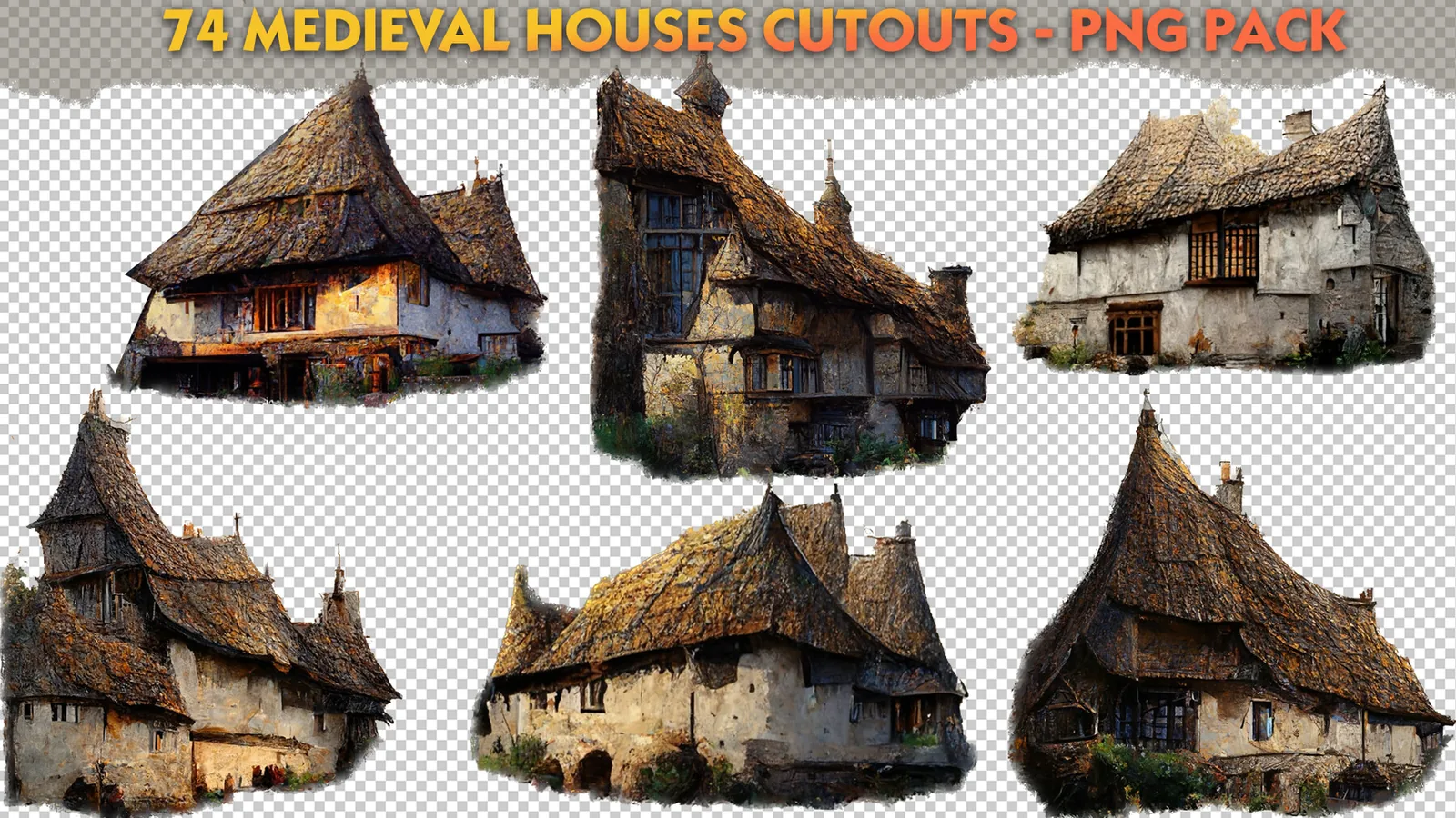 Medieval Houses Cutouts (European, Chinese, Arabic) - 74+ PNG Photo Pack preview 1