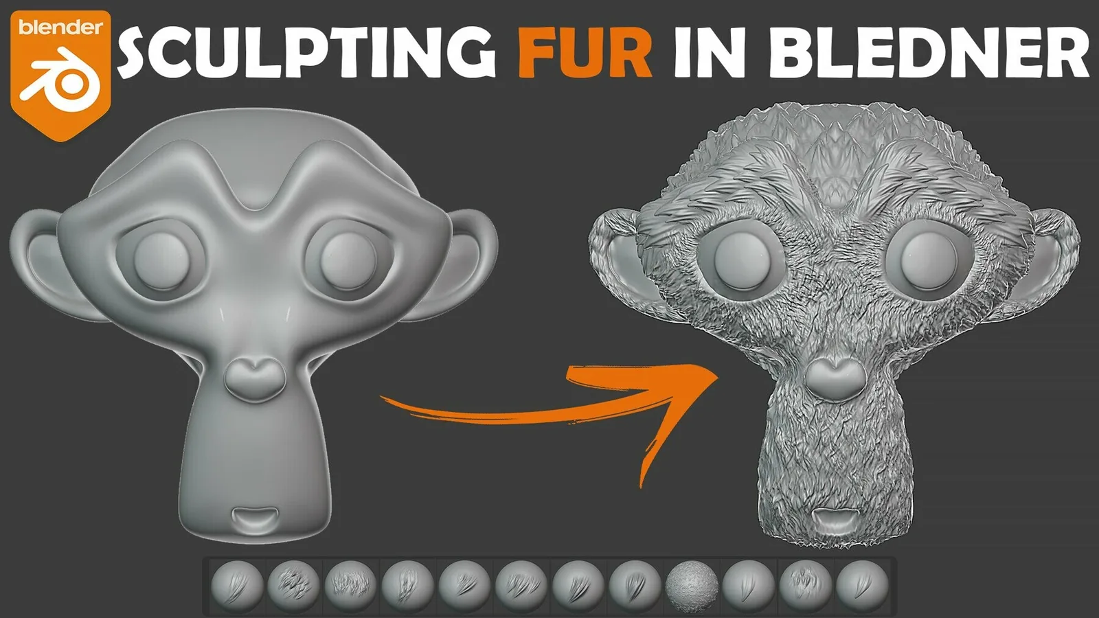 Blender 3D Sculpting Fur (Hair) Brushes preview 3