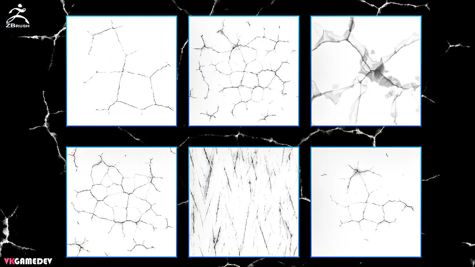 30 Cracks Alphas for Zbrush preview 1