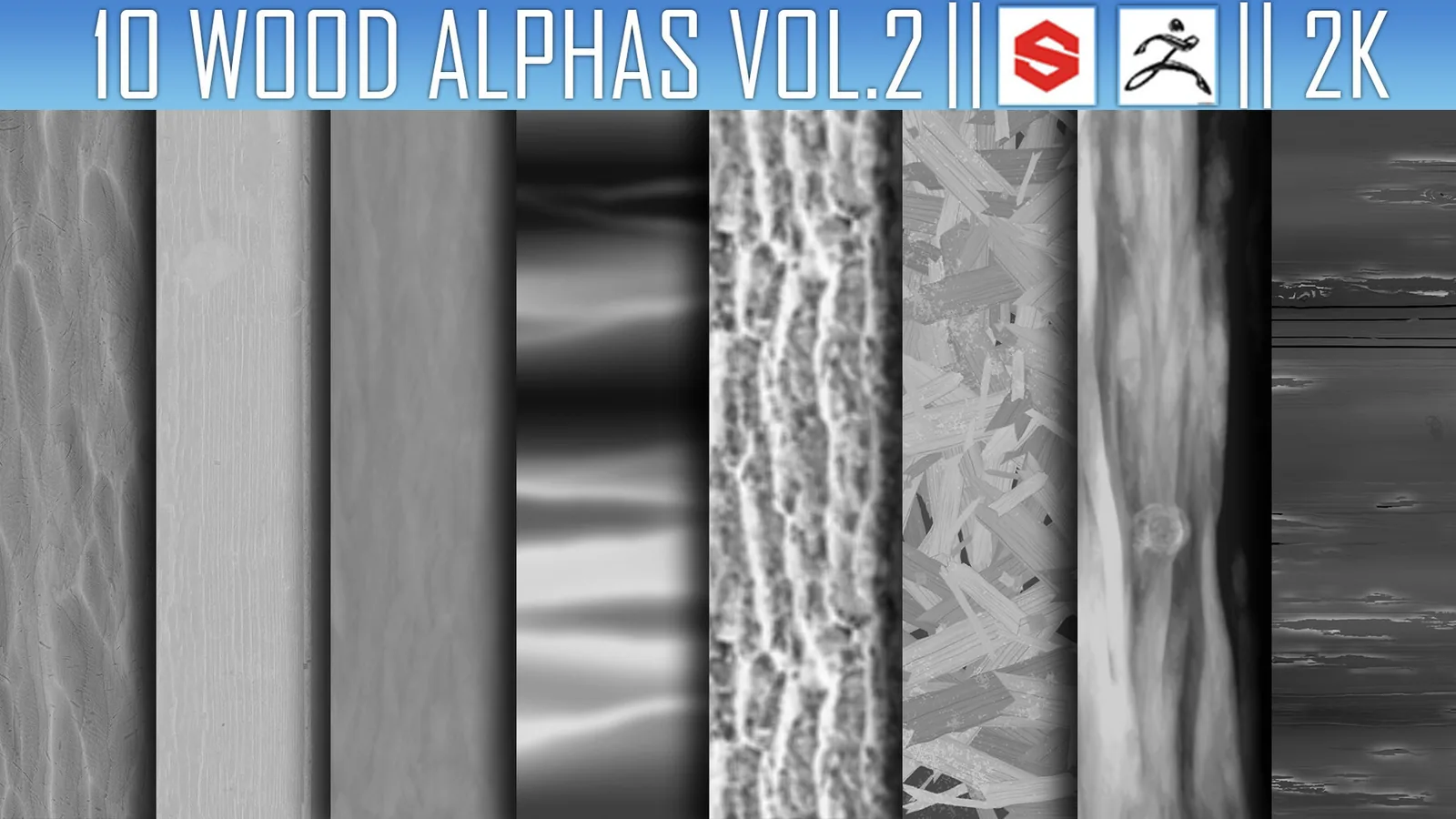 10 Wood Alphas Vol.2 (ZBRush, Substance, 2K) preview 2