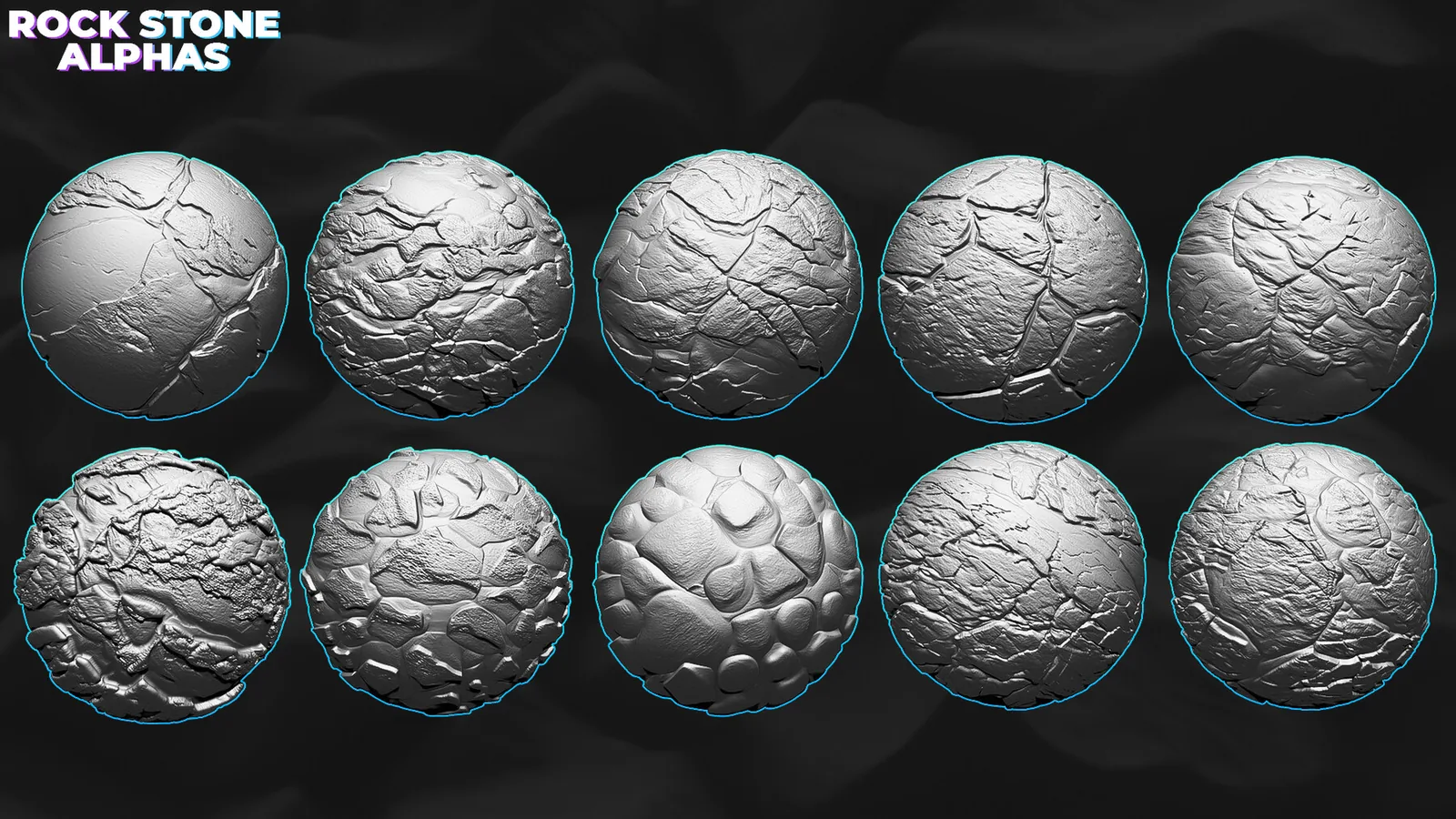 450+ Rock, Stone Alphas (Displacement Maps) for ZBrush, Blender, Substance Painter preview 2