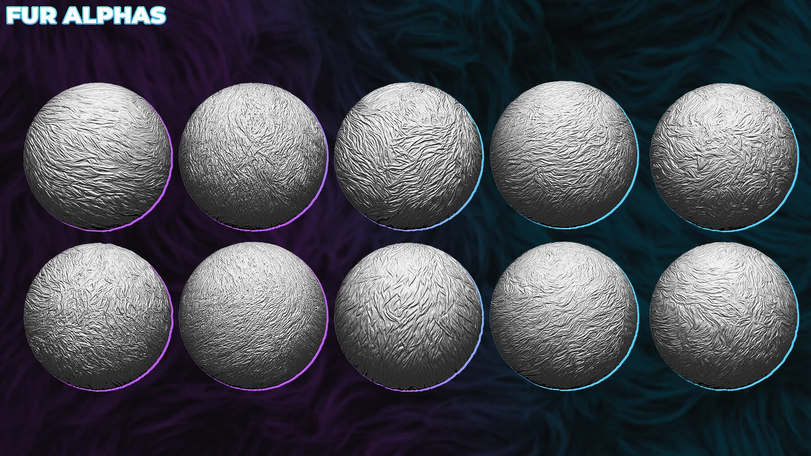 200+ Fur Alphas (Displacement Maps) for ZBrush, Blender, Substance Painter vol.7 preview 2