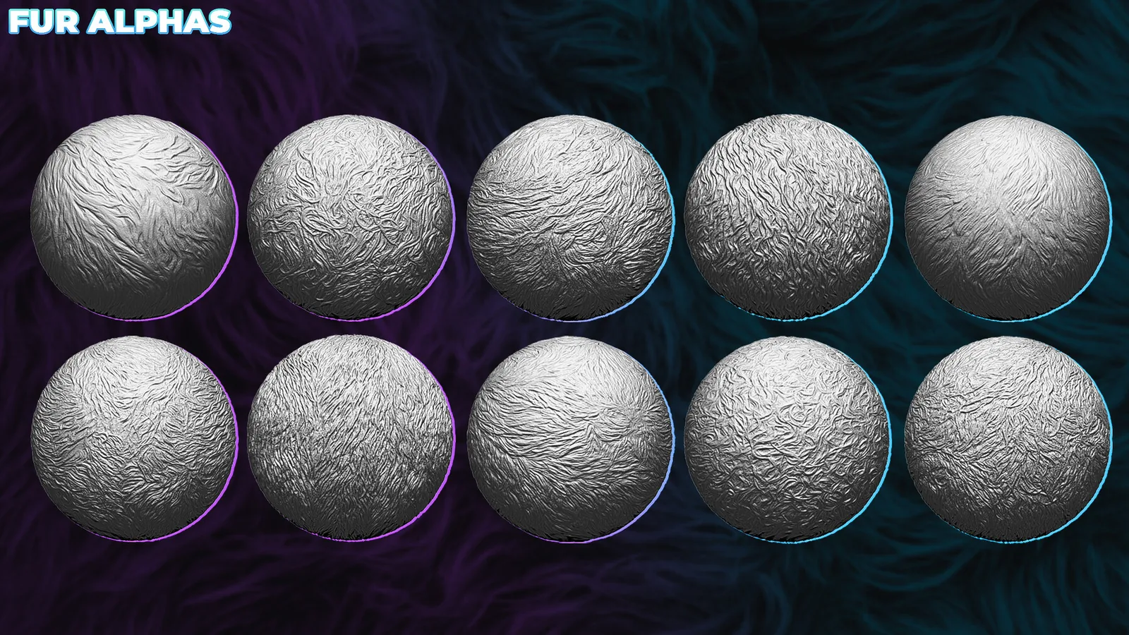 200+ Fur Alphas (Displacement Maps) for ZBrush, Blender, Substance Painter vol.7 preview 1