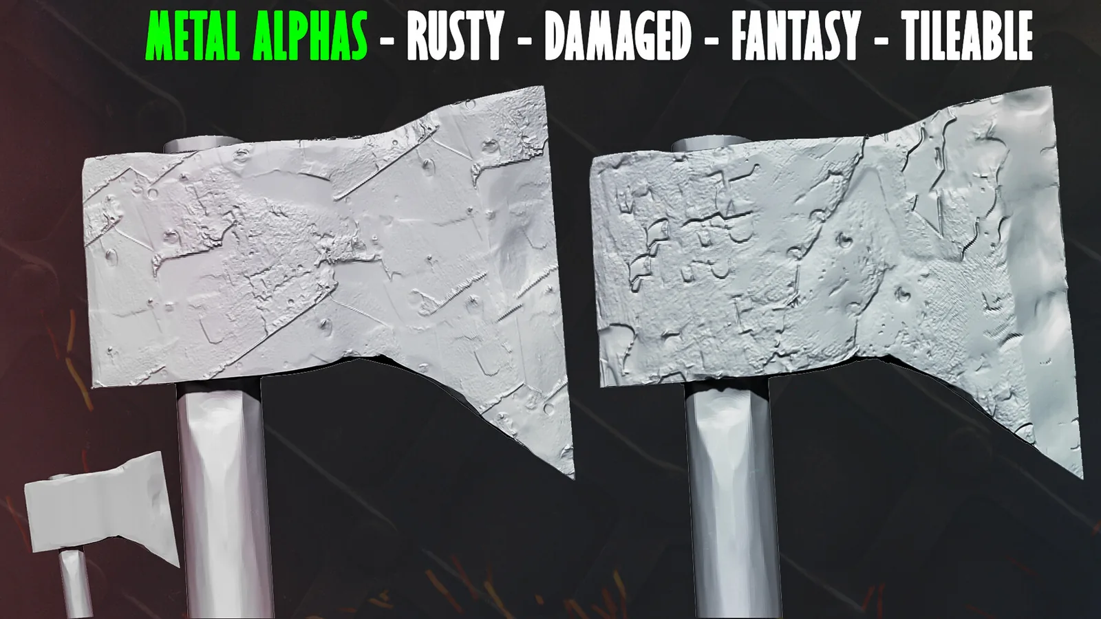 60+ Metal Alphas. Rusty Metal. Damaged Metal. Fantasy Metal. ZBrush. Blender. Tileable alphas. preview 1