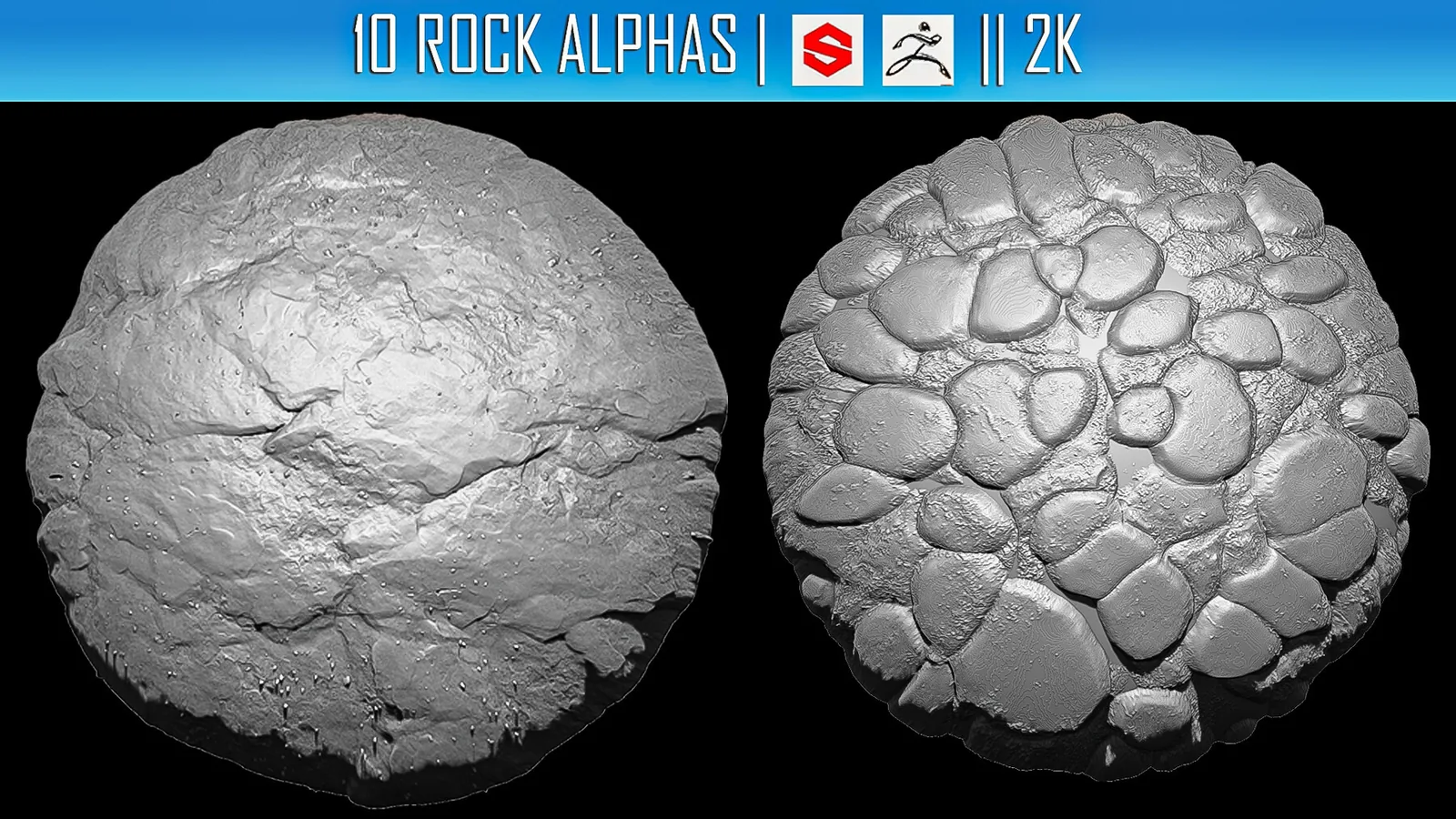 10 Rock Alphas (ZBRush, Substance, 2K) preview 2