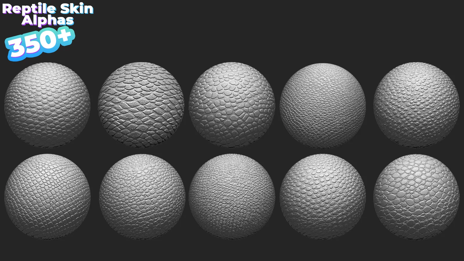 350+ Reptile, Dragon, Snake Skin Alphas for ZBrush (Displacement map) preview 1