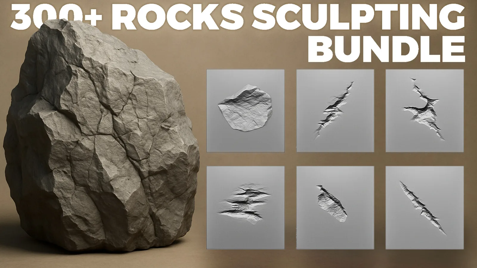 300+ Rock Alpha Brushes - Ultimate ZBrush & Blender Sculpting Bundle