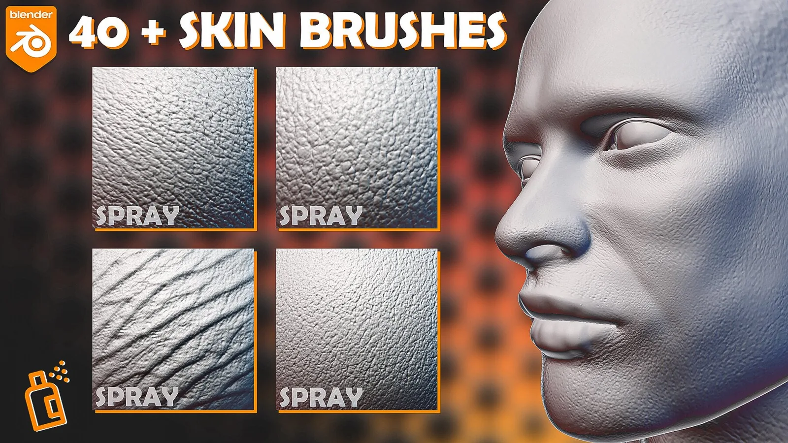 Blender Skin Sculpting Brushes. Asset Browser. preview