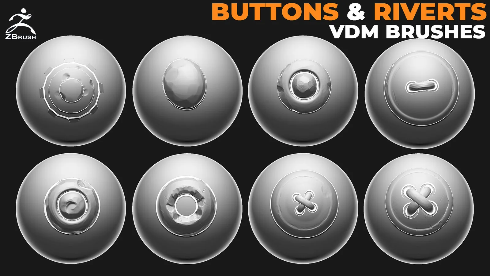 Buttons and Riverts VDM Brushes for ZBrush preview 2