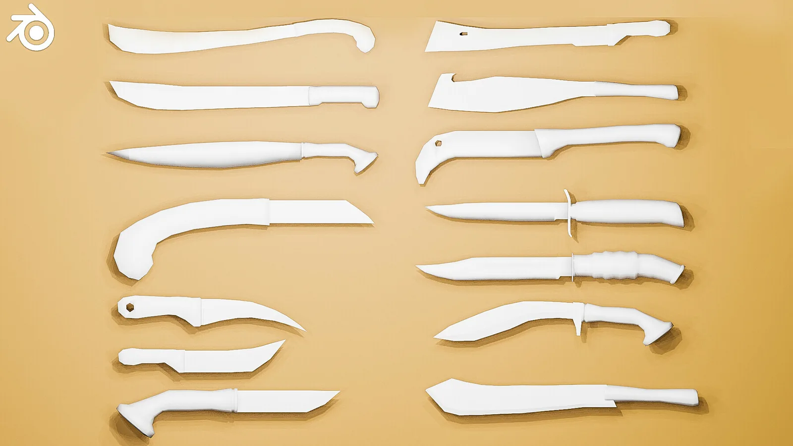 Knives Base Models - Low Poly preview 1