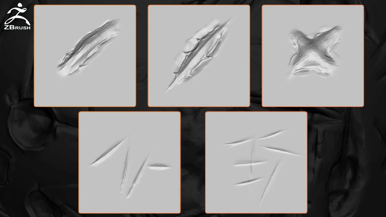 25 Metal Surface Damages VDM Brush for ZBrush (+10 Alphas) preview 1